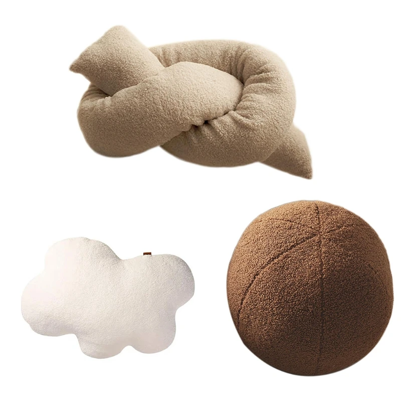 

New Nordic Style Geometrical Shape Plush Throw Pillow Kawaii Cute Cloud Round Ball Stuffed Sofa Velvet Cushion Hugging Toy