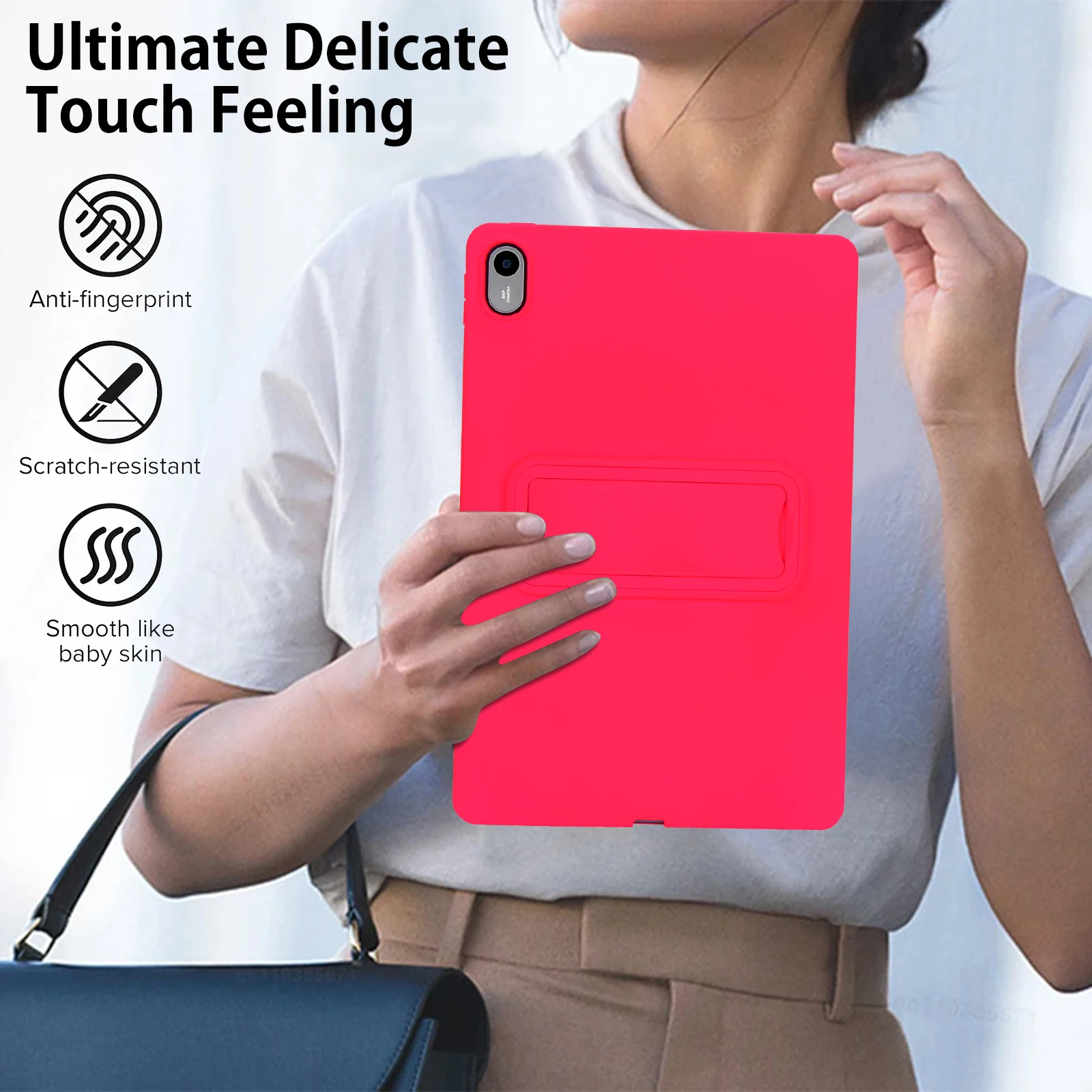 Anti-Fingerprint TPU Tablet Case with Adjustable Gear Bracket