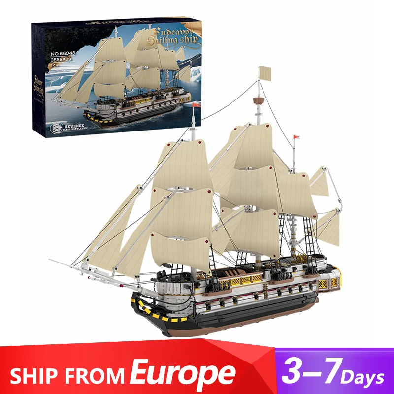 3555Teile MOC Piratenschiff Technik Klemmbausteine,Endeavour Segelschiff Schiff Buildings Modell, Idee Royal Navy Forschung Modell Sammlung Ornamente Pädagogisches Spielzeug Kinder Erwachsene Geschenke