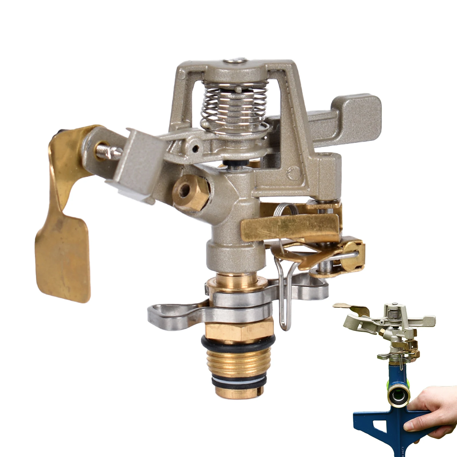 

Metal 1/2 Inch Impact Sprinkler Head Zinc Pulsating Water Sprinkler Head with 1/2" NPT Thread Impulse Sprinkler for Garden Lawns