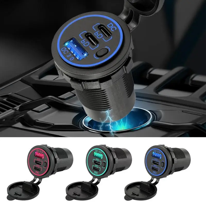 

Автомобильный разветвитель на розетку 3 в 1, устройство для быстрой зарядки, адаптер с 3 гнездами и прикуривателем, 54 Вт, мощный автомобильный разветвитель, 12 В/24 В