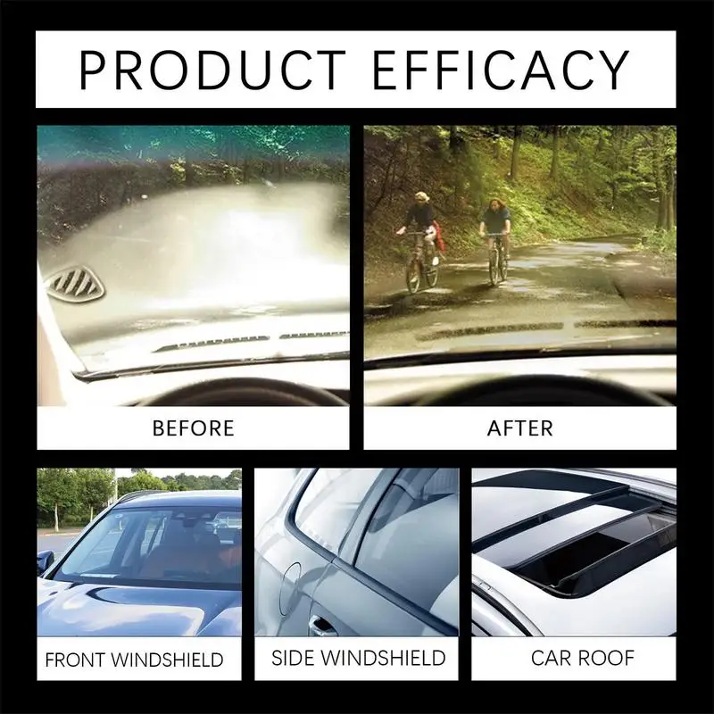 Car Oil Film Cleaner Car Glass Oil Film Removal Cleaner 60ml Restore Glass Clarity Quickly And Easily With Sponge For