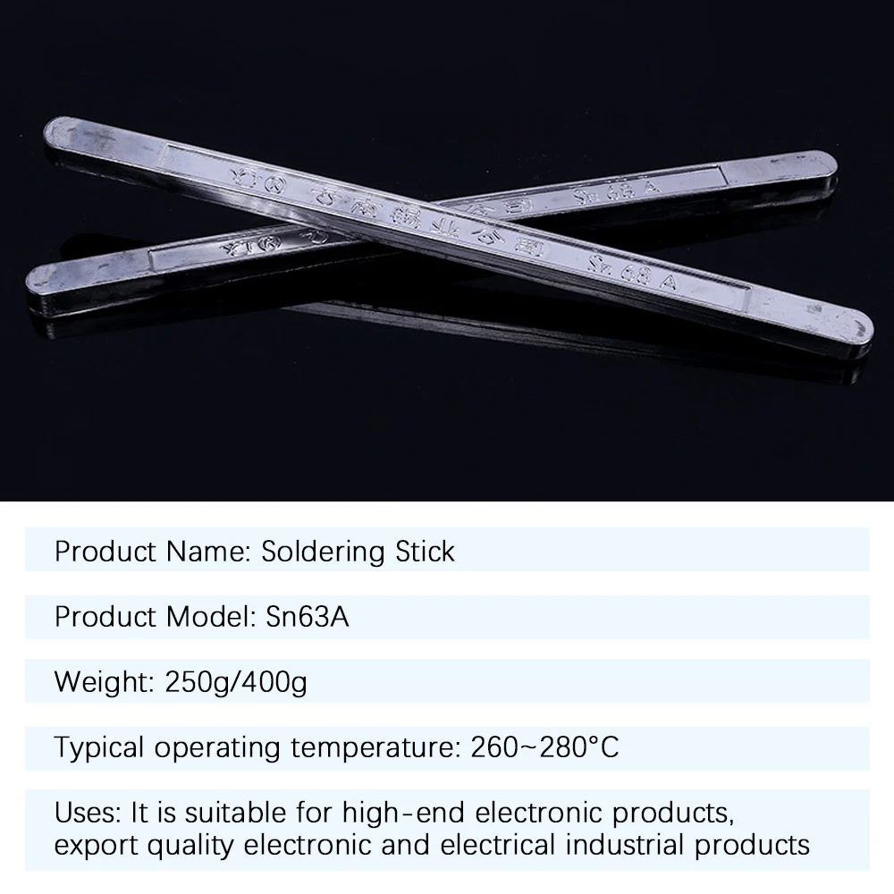 250/400g High Purity Tin Solder Rod Pure Tin bar No Lead Soldering 63/47 Low Melting Point Antioxidant Sn Welders Welding Wire