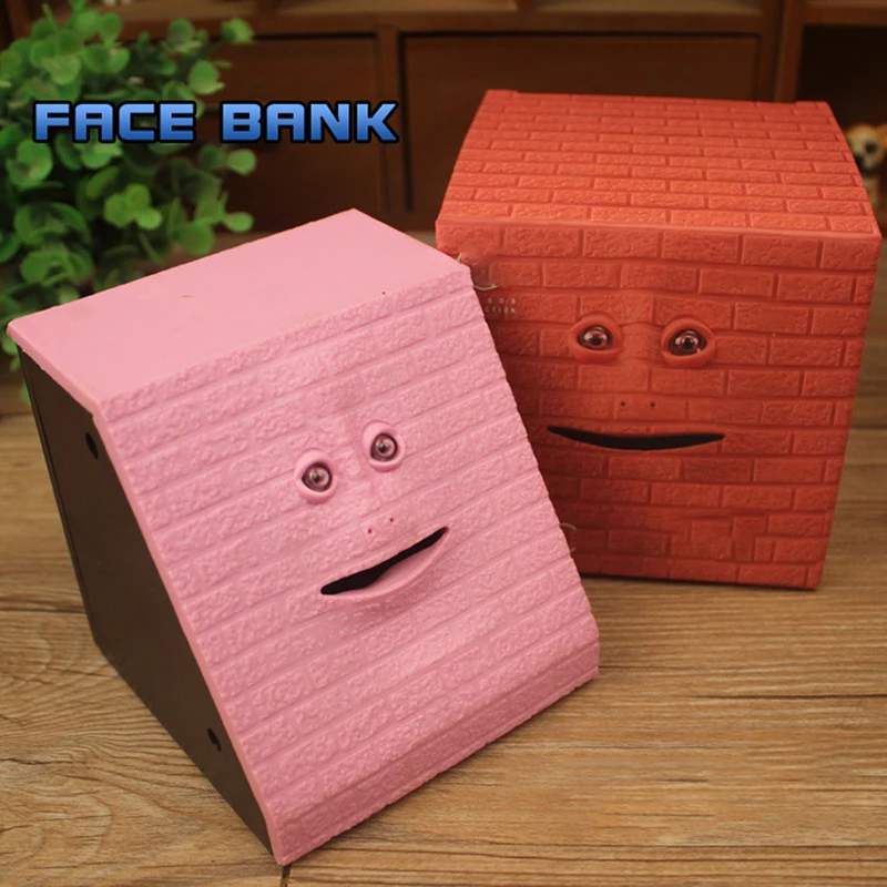 Novelty Face Bank Coin Eating Savings Bank Kids Money Saving CollectiIon Piggy Bank,Electric Sensor Face Piggy