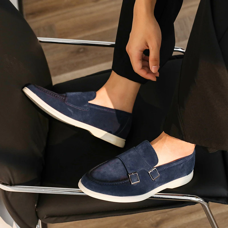 Suede Leather Men's Shoes Business Casual Buckle Loafers Shoes Man Leisure Flats Outdoor Male Driving Moccasins Shoes for Men 3