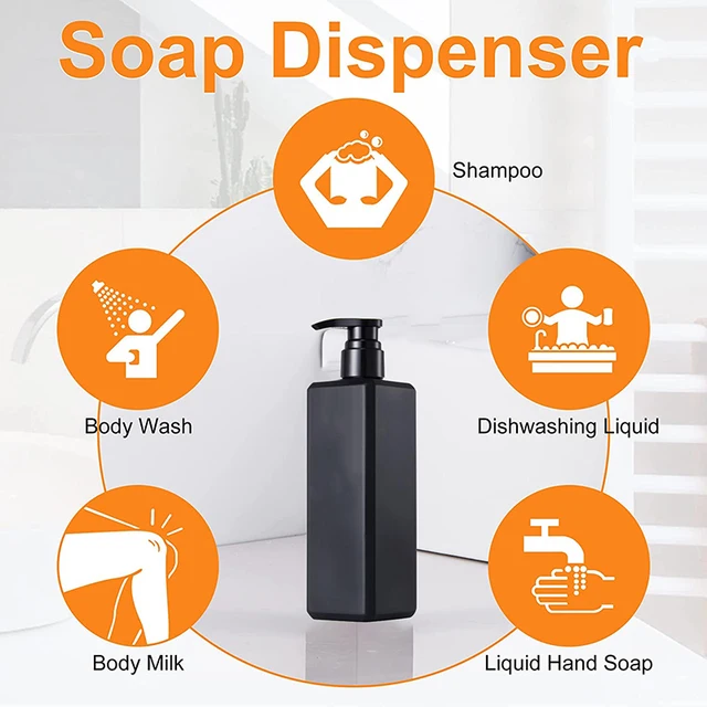 1/2/4pcs Bagno Doccia Dispenser di Sapone 500ml Bottiglia di Plastica Pompa Nero Contenitore di Liquido Vuoto per il Bagno di Casa forniture 3
