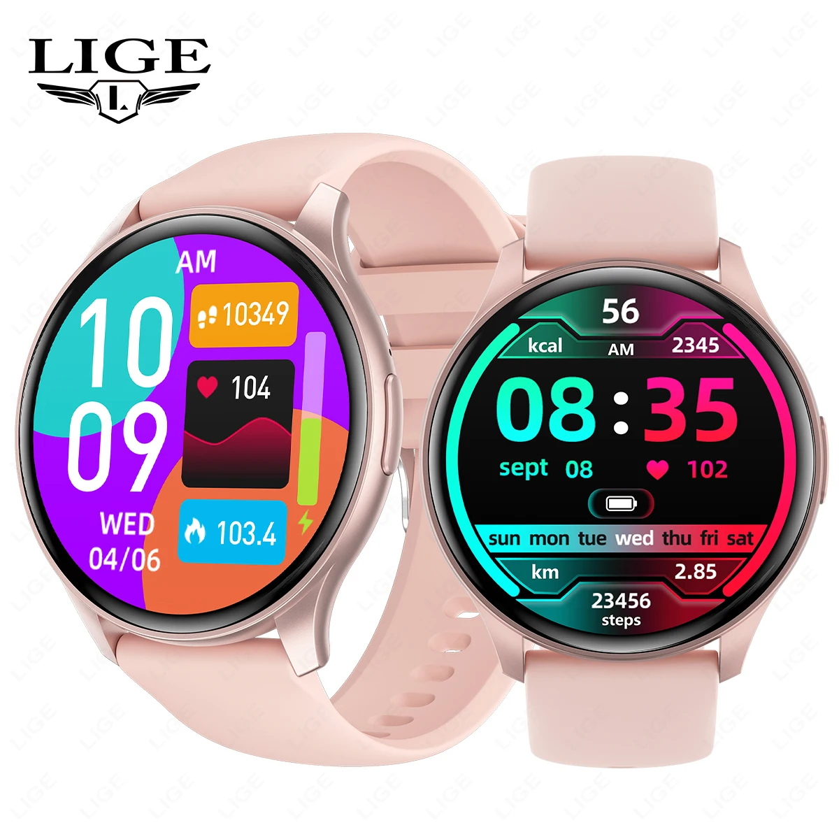 

LIGE Smart Watch Woman Sport Fitness Bluetooth Call AI Voice Bracelet Waterproof Heart Rate Blood Pressure For AMOLED Smartwatch