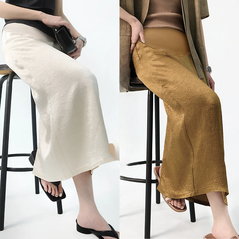Summer French Style Pregnant Woman Belly Skirts Solid Color High Waist Back Split Maternity Skirts Office Pregnancy Skirt