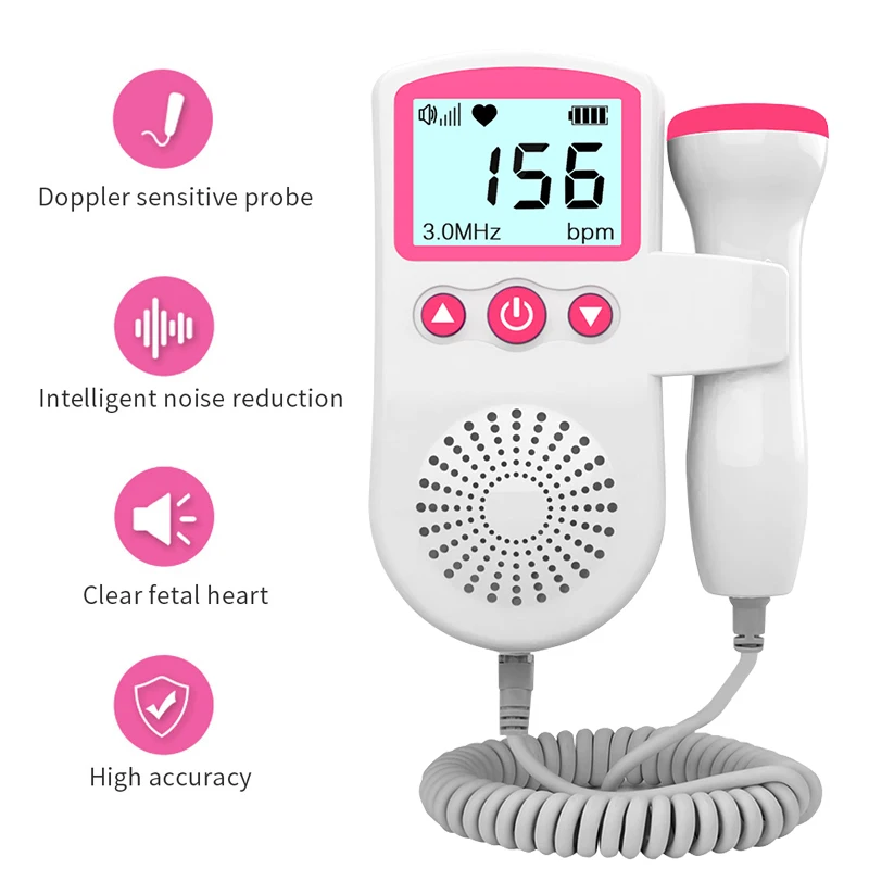 Doppler Fetal de 3,0 MHz, Monitor de frecuencia cardíaca prenatal para el hogar, estetoscopio, sónar