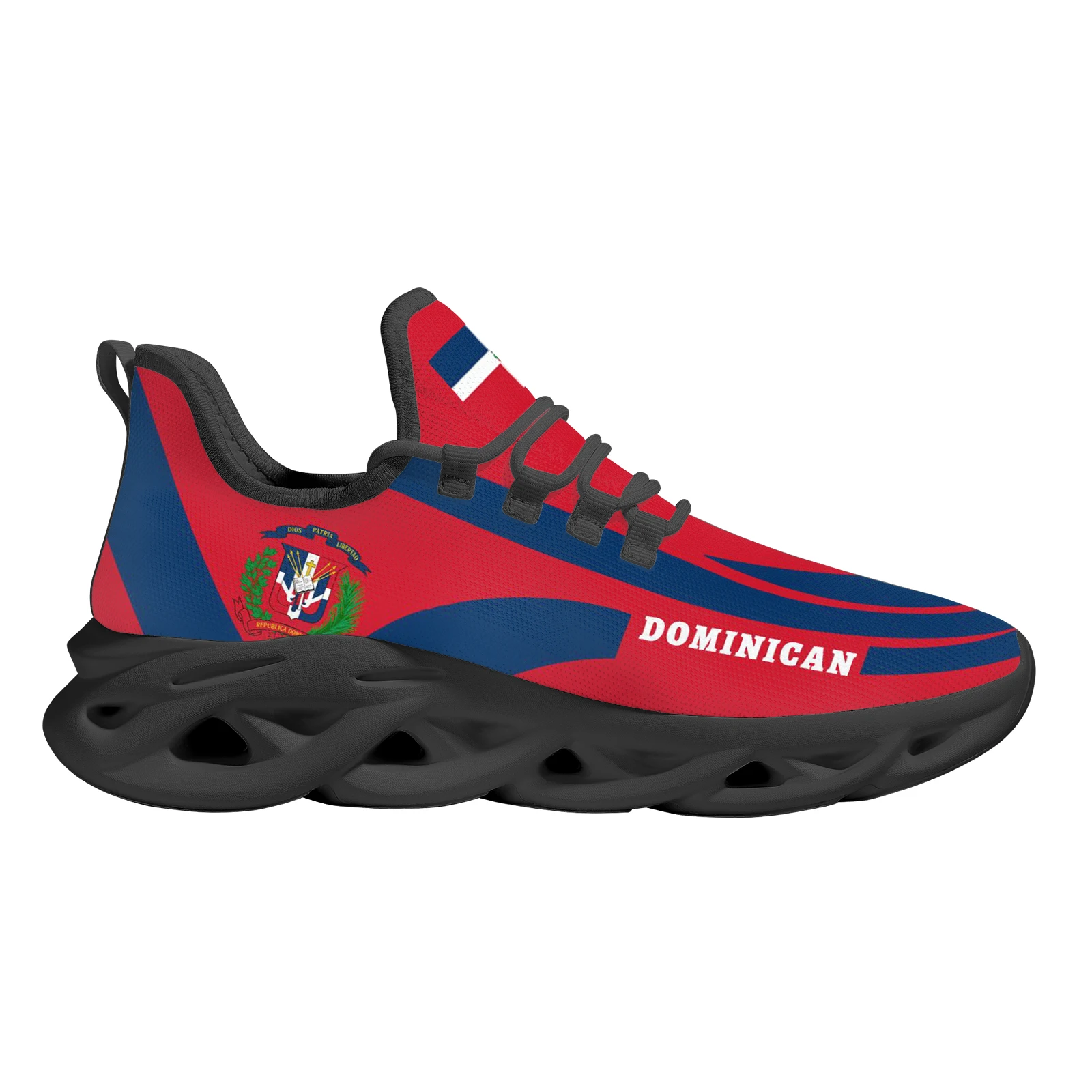 Dominican Flag National Emblem Design Lightweight Breathable Platform Shoes Knitted Blade Shoes Sneakers Zapatos