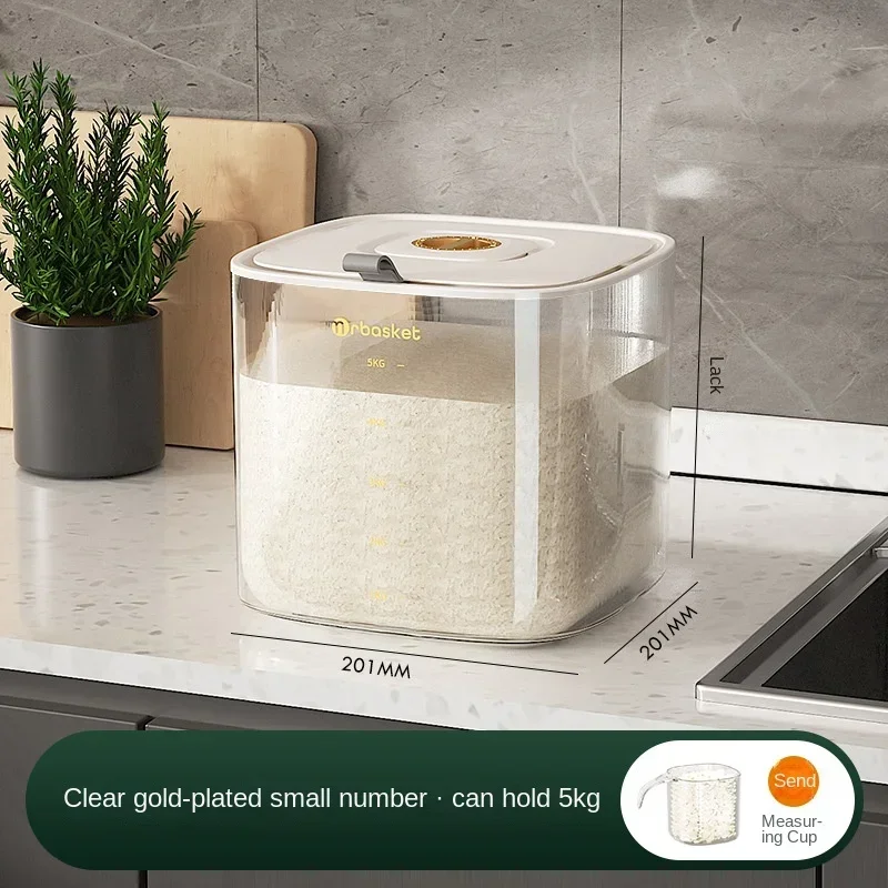 Cereal Storage Bin Dispenser Reusable Airtight Cereal Dispenser Hand-washing Container Measuring Cup Food-grade Grain Storage