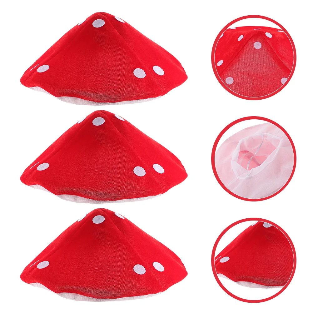 

3pcs Red Mushroom Hat Funny Hat Kids Cosplay Hat Party Costume Accessory