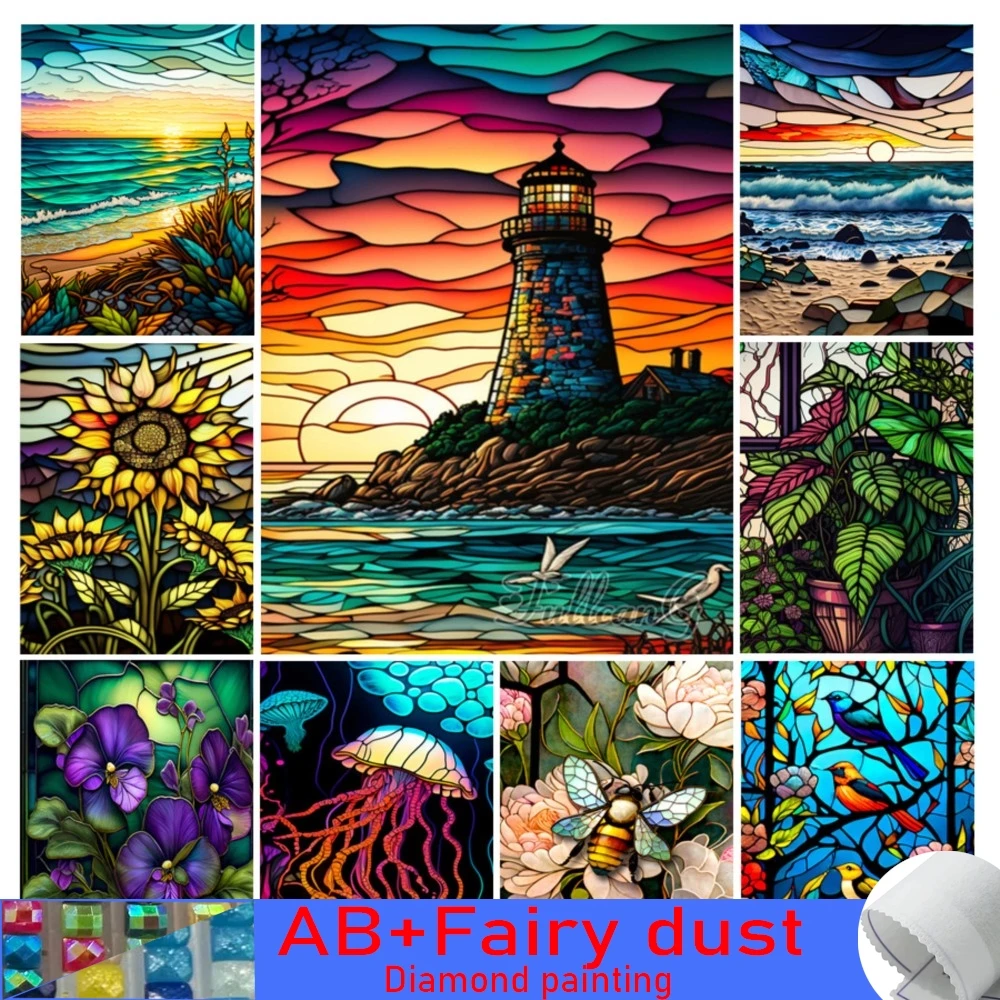 Diy 5D 120 colors AB Fairy Dust Diamond Painting Sale Stained Glass ...