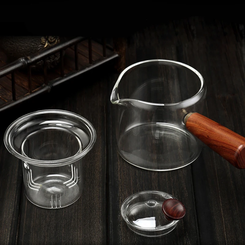 500mlHighBorosilicateGlassSideHandlePotTeaSetChineseStyle