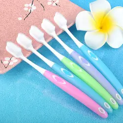 1Pc Soft Bristle Toothbrush Nano White Hair Silicone Handle Brush Teeth Cleaning Hygiene Dental Oral Care Random Color Wholesale