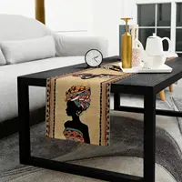 Ethinic Boho African Woman Linen Table Runners Dresser Scarf Table Decor Farmhouse Dining Table Runners Holiday Party Decoration 4