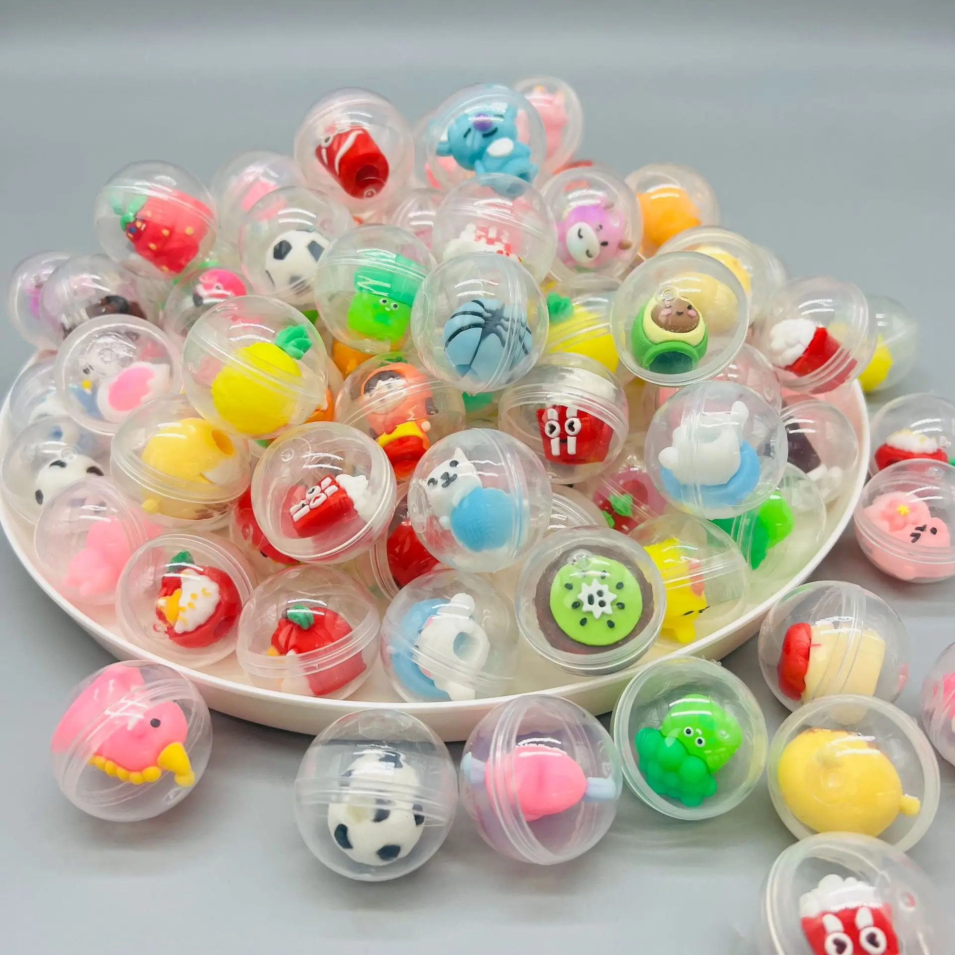 32mm Transparent Twisted Egg for Mini Claw Machine Toys Accessories Cute Animal Plush Dolls for Kids Arcade Crane Machine Gift 3