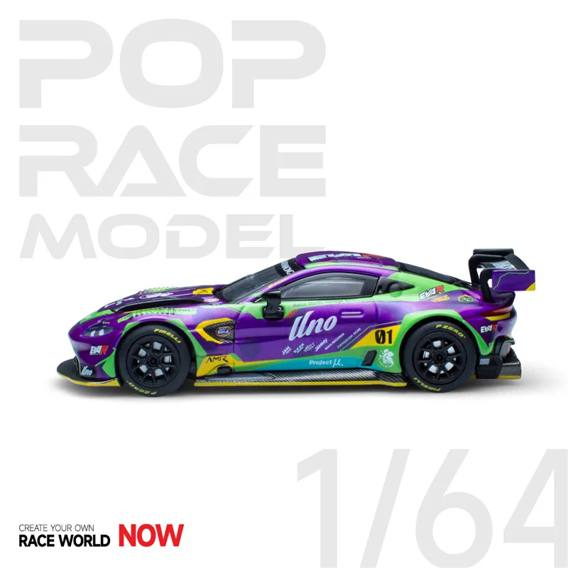 Aston Martin GT3 RHD (Right Hand Drive) EVA RT Test Type-01 Purple with  Graphics 1/64 Diecast Model Car by Pop Race in 2023