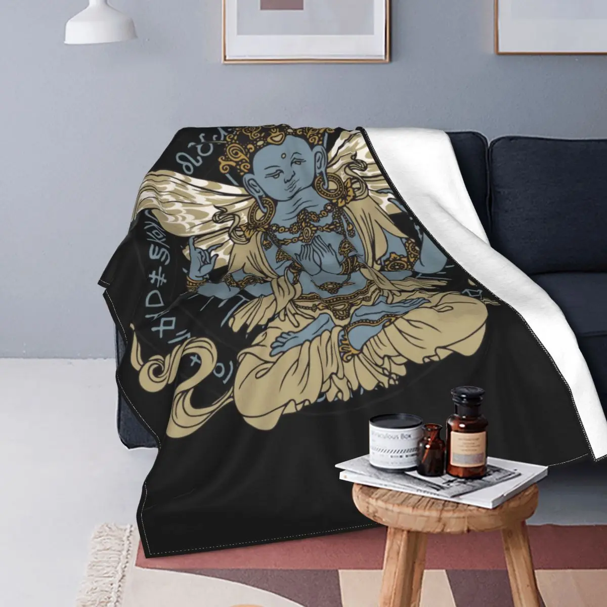 

Buddha Blankets Velvet Amulet Mystery Tarot Warm Throw Blanket for Bedroom Sofa Bed Rug