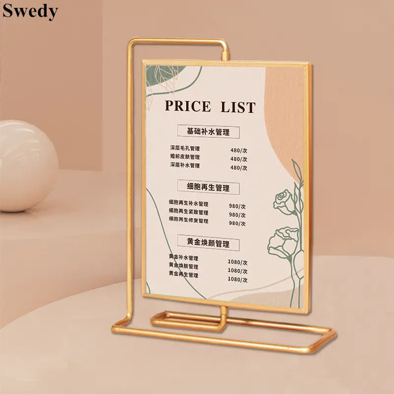 double metal rotating display stand casamento photo picture frame acrilico menu paper