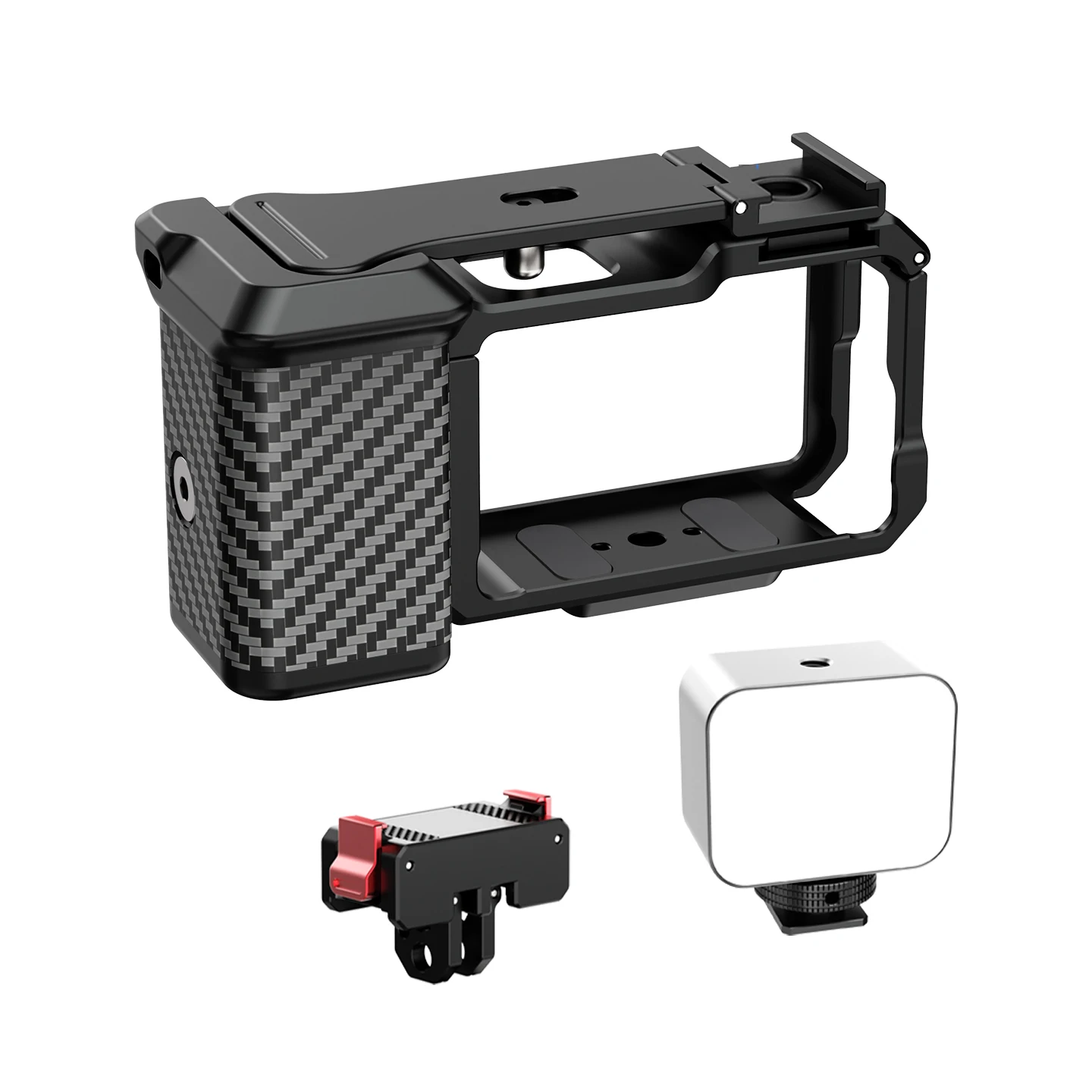 DJI 오즈모 액션 5Pro/4/3용 스트리트 슈팅 핸들 키트, 핸드 그립 퀵 릴리즈 카메라 케이지(셔터 버튼 보호 프레임 포함)