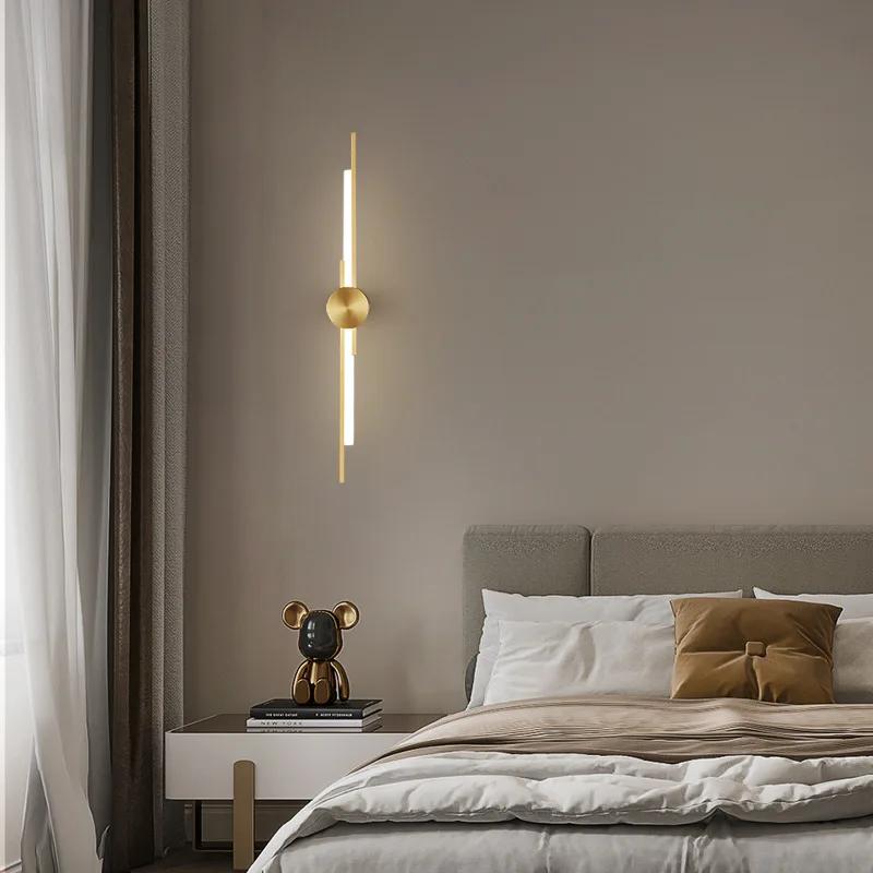LED Wall Lamp All Copper 3 Color Dimming LED Wall Lamp 85~265V Remote Control APP Dimmable For Indoor Lighting Decoration