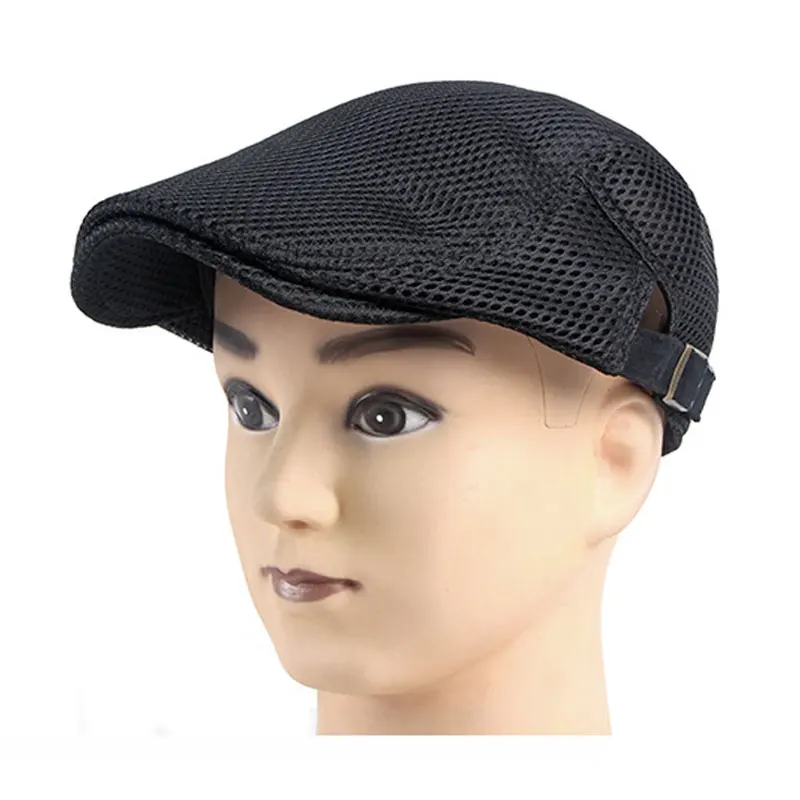 Men Cabbie Flat Cap Breathable Mesh Summer Spring Hat Adjustable Newsboy Beret Ivy Cap Ideal Choice for Gifts
