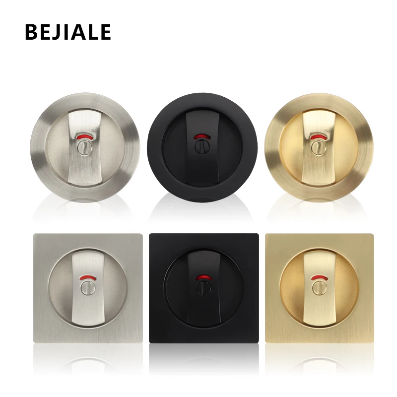 Window Door Locks Square Indication Push-pull Door Lock Bathroom Embedded Sliding Door Invisible Hook Lock No Indication
