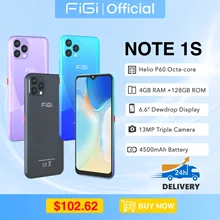 Figi Note 1S Telefone Celular, celulares em promoção Smartphone com Android 11, Tela HD Plus, 6,6", 128GB de ROM, 4GB de RAM, Octa Core, Câmera de 13 MP, Bateria de 4500 mAh, Lançamento Mundial