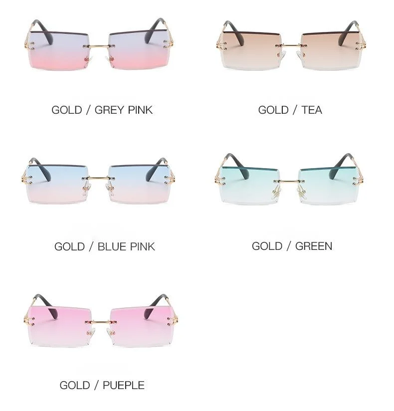 Lunettes de soleil sans cadre, dégradé carré, pièce d'océan, à la mode, pour célébrités d'internet, Photo de rue, nouvelle collection_voghion.com