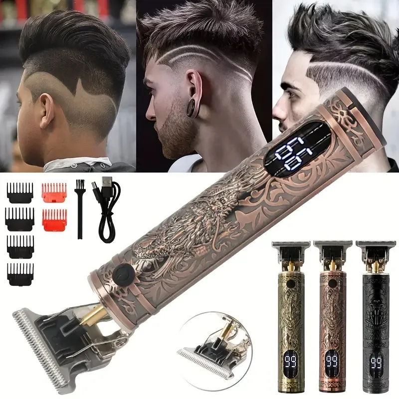 T-Blade Hair Clipper for Barbers – USB Rechargeable, Cordless Design, Precision Beard and Hair Trimming, Professional Engraving BEST SELLERS