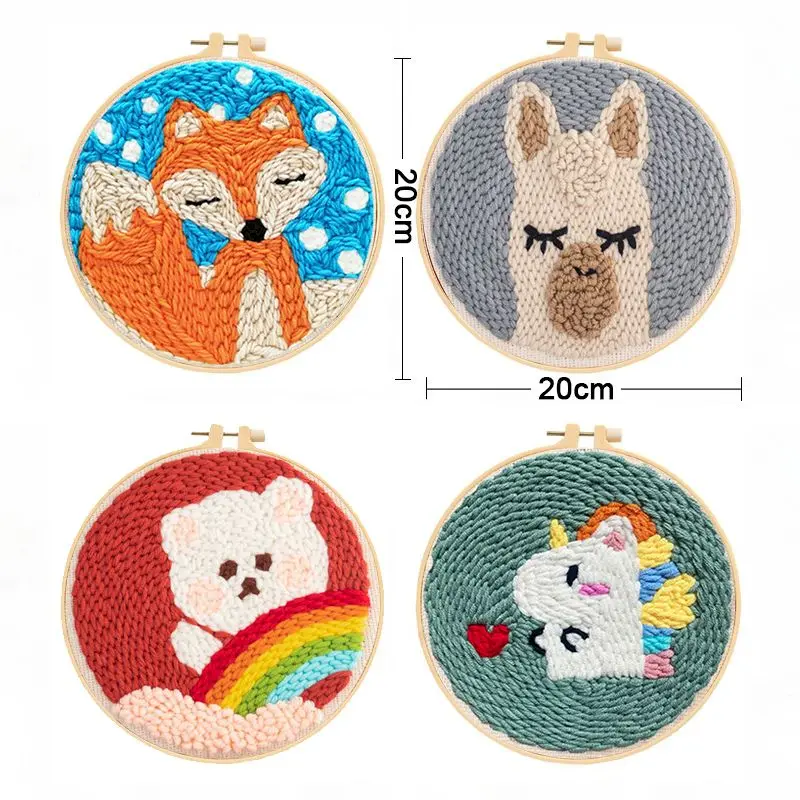 Diy Animal Cartoon Punch Needle Embroidery Kit With Tools And Materials For  Beginners