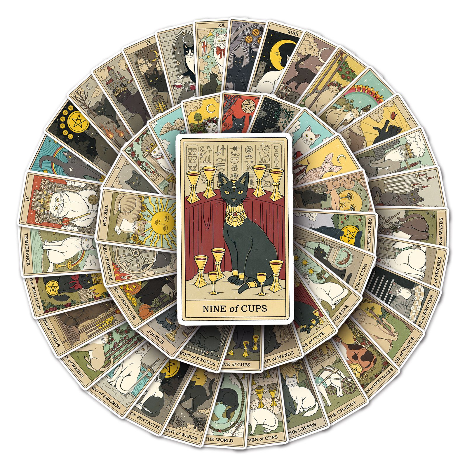 10/35/78PCS Cartoon Tarot Card Stickers Divination Aesthetic Car Skateboard Laptop Phone Graffiti Sticker Decal Kids DIY Toys F5