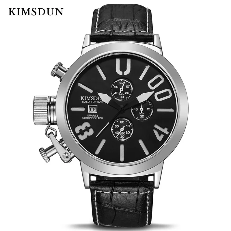 KIMSDUN Orologio da uomo con cinturino a quadrante grande Orologio impermeabile sportivo multifunzionale a tre occhi a sei pin_voghion.com