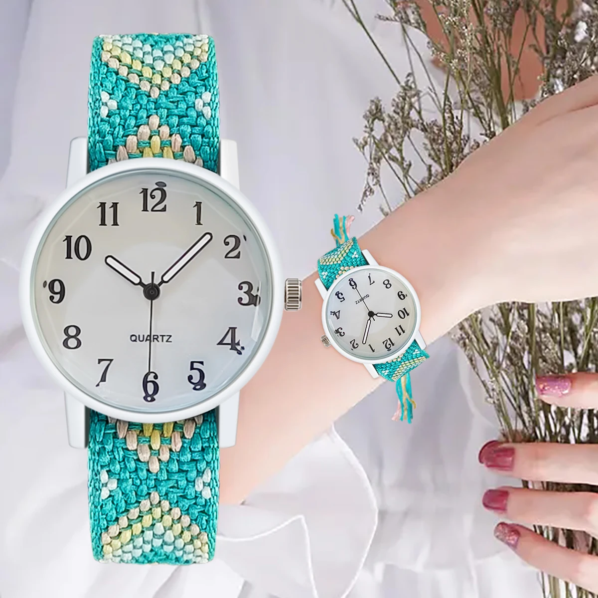 Women Color Adjustable Woven Bag Quartz Watch