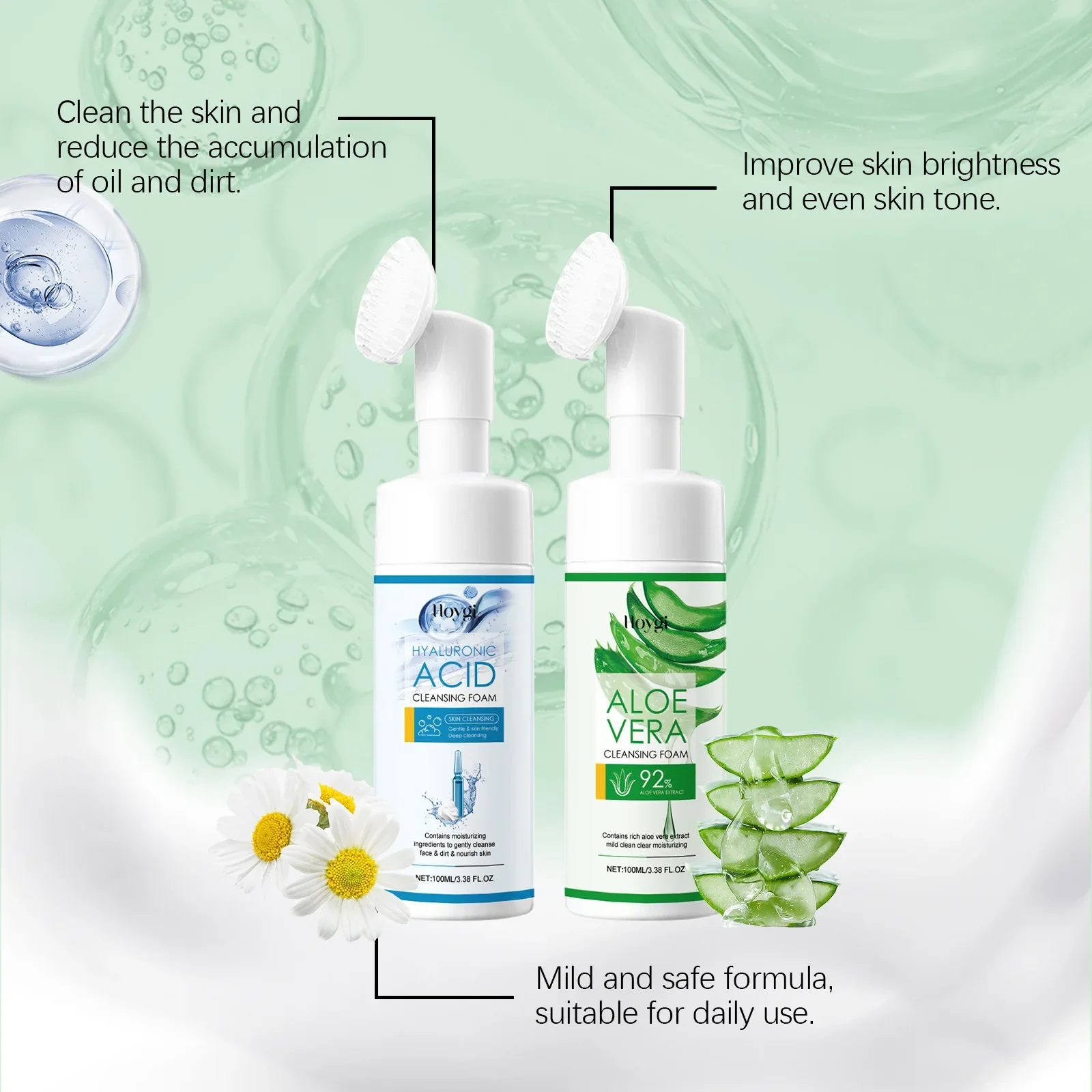 Aloe Vera Cleanser Moisturizing Oil Control Gentle Cleansing Skin Brightening Rejuvenation Unclog Pore Hyaluronic Acid Face Wash 6