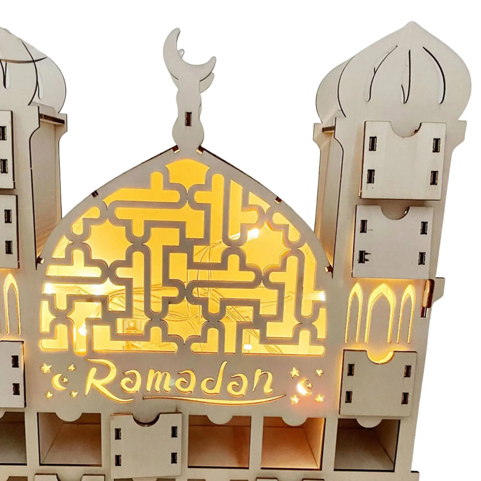 Zemolo Calendrier de lAvent Ramadan en Bois，Décoration Ramadan Eid