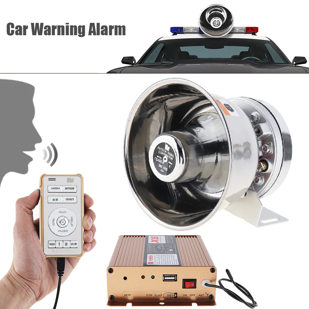 

12V 400W 18 Tone Loud Car Warning Alarm Siren Horn PA Speaker with MIC System Wireless Remote Control for Car Vehicle Boat Ships