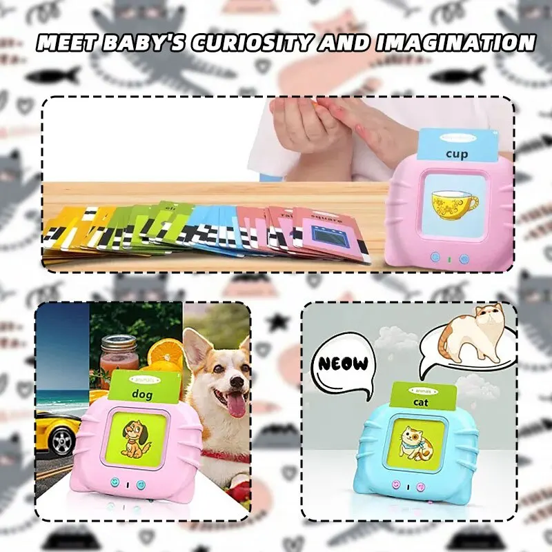 Early Education Flash Card Machine Cat Shape Learning Talking Language English Electronic Audio Book Toy Children Birthday Gift 4