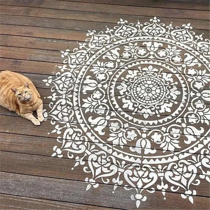 DIY Mandala Auxiliary Painting Template For Floor Wall Tile Furniture Large Reusable Stencil Painting Drawing Accessories Decor