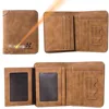 New Short Men Wallets Small Card Holder Photo Holder Vintage Male Purses Engraved Wallets High Quality Leather Men Wallet Clutch 1
