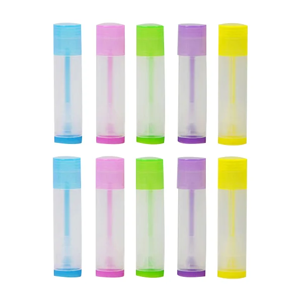 100Pcs Lip Balm Containers Stick Tube Empty Plastic Lipstick Tubes Mold  Cosmetic Makeup Glue Stick Tubes Mix Color bamboo lipstick tube package 12 1mm mold subsilver aluminum inner free shipping bamboo lip balm stick tube comestic container