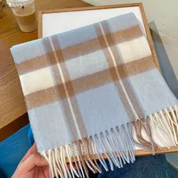 Versatile Lucky Grass Winter New Double sided Cashmere Scarf for Women's Warmth Shawl Wrapped with a Neckband