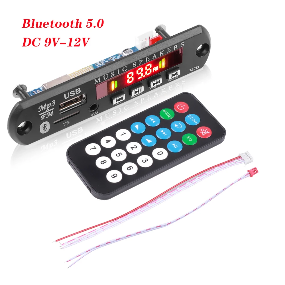 Bluetooth 5.0 MP3 Decoder Board DC 9V-12V FM Radio Module Wireless Car Music Player Support USB AUX TF Card Car Kit mp3 music player car music player car multimedia player car radio player car radio