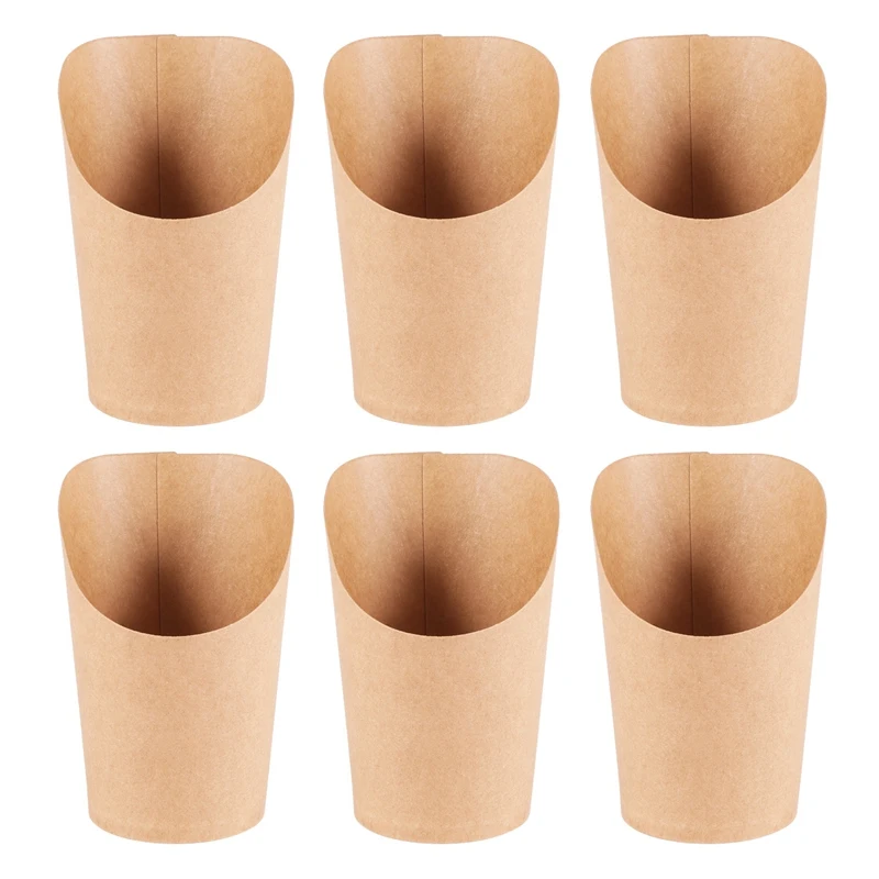 

100Pcs Disposal Take-Out Party Dessert Supplies Baking Cakes Egg Puff French Fries Chips Snacks Kraft Paper Cups Holder, 300Ml (