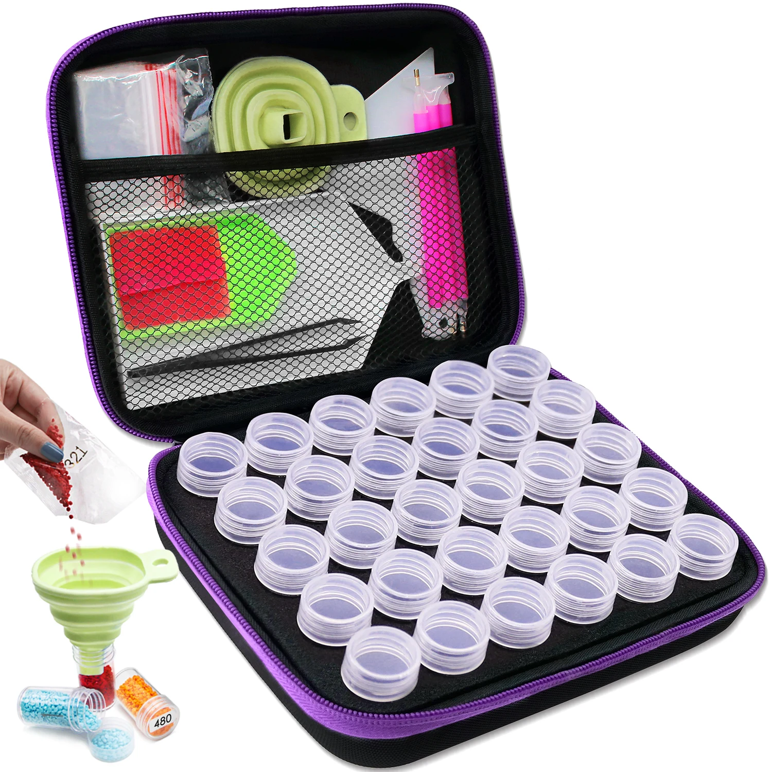 Diamond Painting Storage Box Container 120/60/30/15/7 Slots with Accessories Tools Kits for Beads Diamonds Rhinestones Storage 