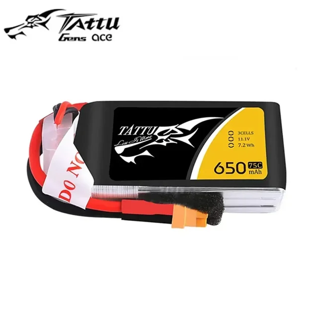ACE Tattu Lipo Battery 3S 4S 650mAh 11.1V 14.8V 75C 1P RC Battery with XT30 Plug for RC FPV Racing Drone Quadcopter 4