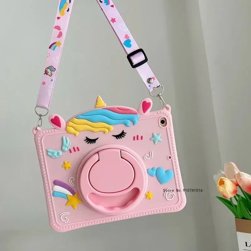 삼성 갤럭시 탭 A8 10.5 SM-X200 X205 X207 태블릿 커버, S6 라이트 10.4 A7 8.7 A9 + 11 2023 실리콘 스탠드 핸들 케이스