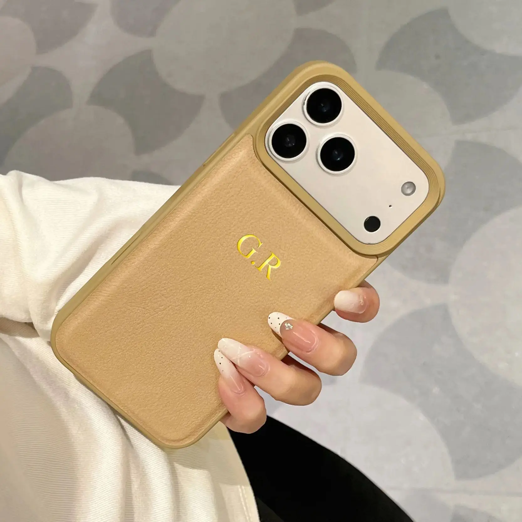 Personalized Custom Name Luxury Faux Leather Case For iPhone 17