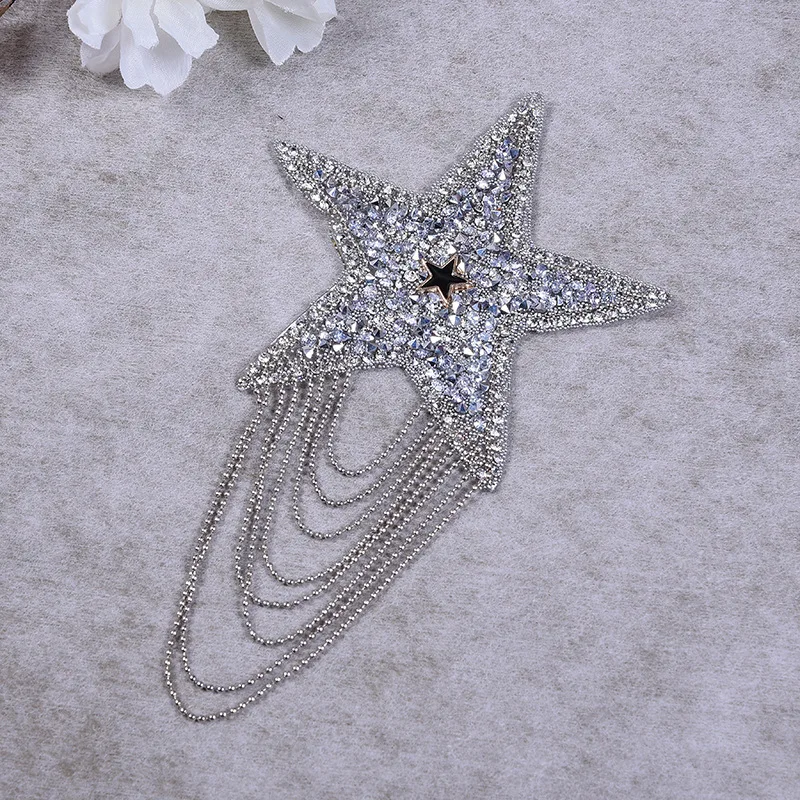 1pc Self-adhesive Rhinestone Star Patches for Clothing Iron on Clothes  Backpacks Jeans Jacket Small Badges Stripes Sticker DIY